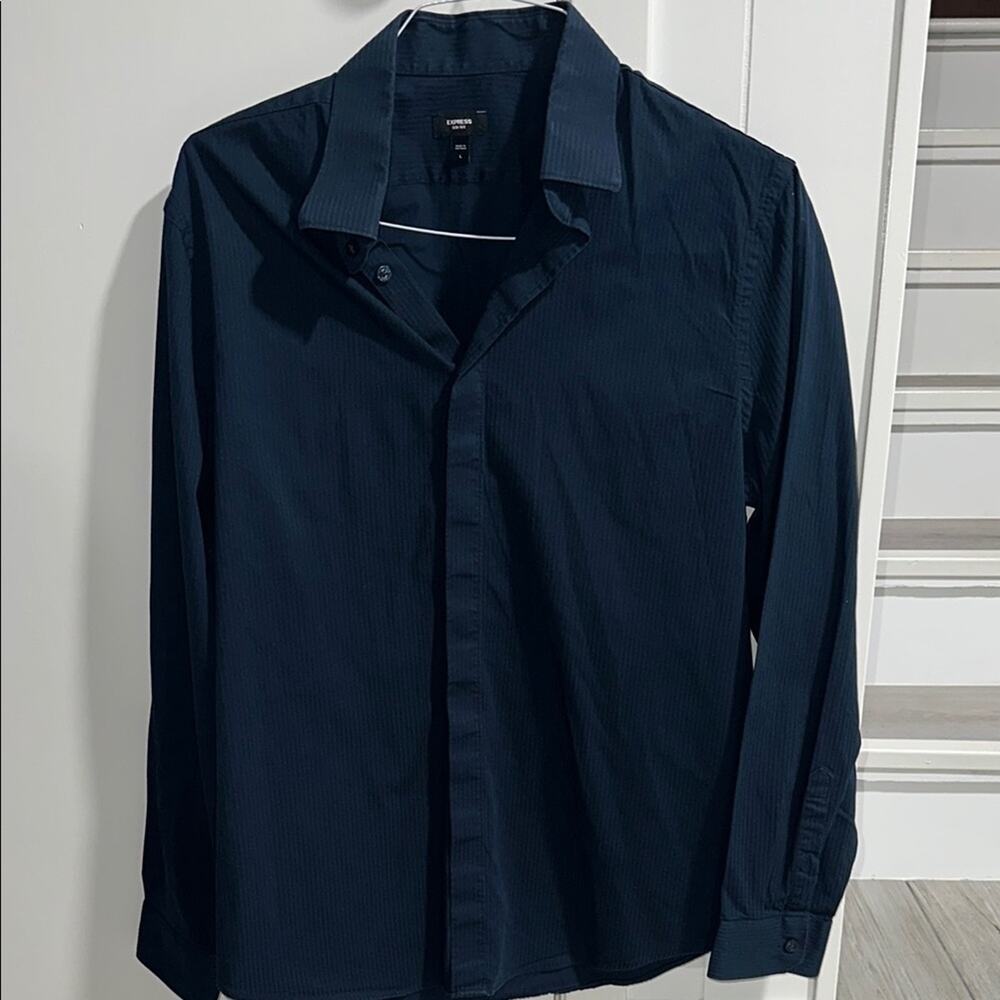 Express Blue Classic Casual Button Down Shirt - size L